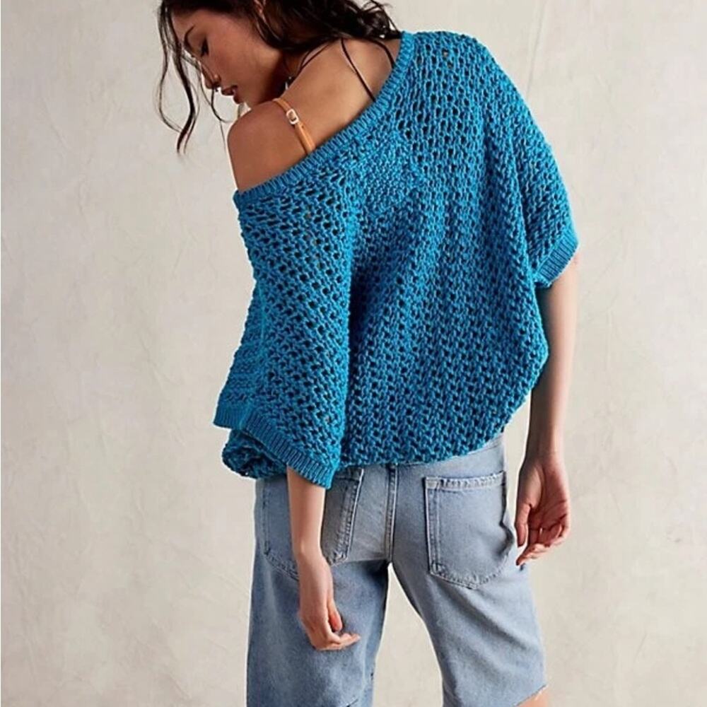 Free People We the Free Sophia slouchy oversized chunky sweater in Ocean Palace